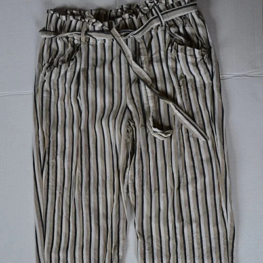 Striped Pants with Tie up  Waist